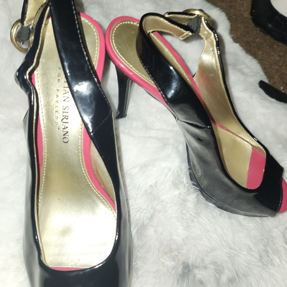 Christian Siriano Black and Gold Heels